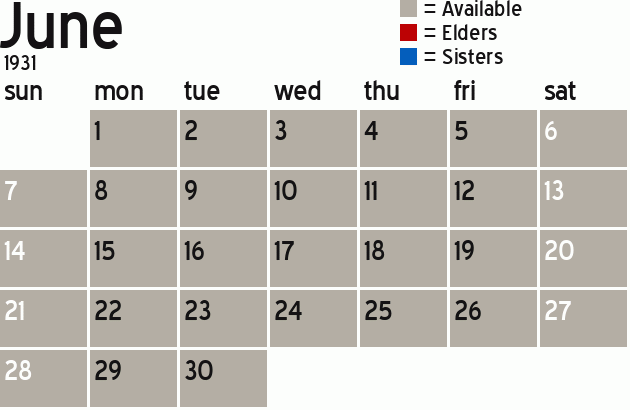 Missionary Dinner Calendar