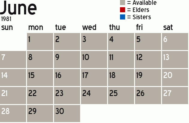 Missionary Dinner Calendar