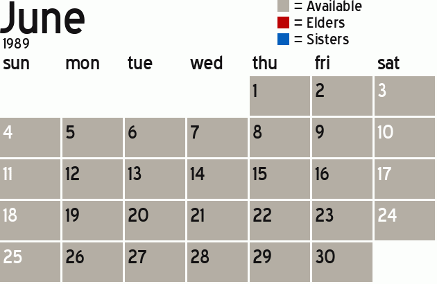 Missionary Dinner Calendar
