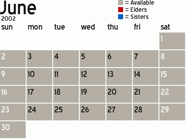 Missionary Dinner Calendar