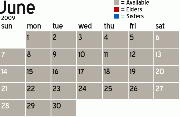 Missionary Dinner Calendar