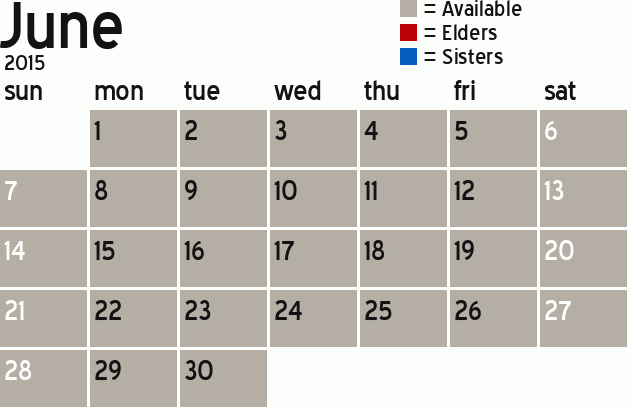 Missionary Dinner Calendar