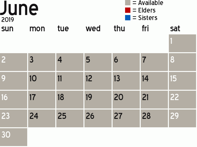 Missionary Dinner Calendar