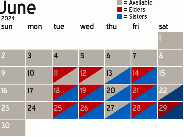 Missionary Dinner Calendar