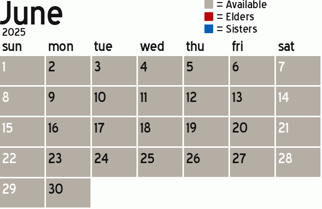 Missionary Dinner Calendar