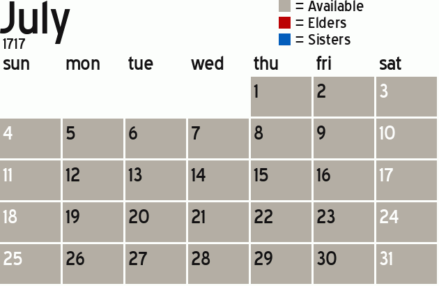 Missionary Dinner Calendar