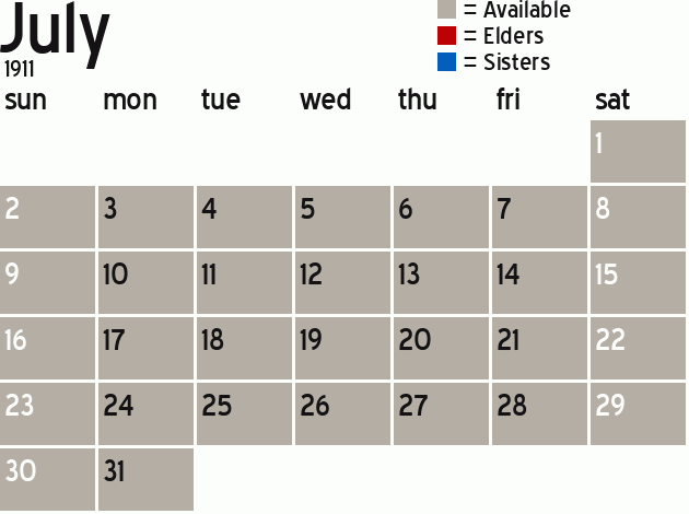 Missionary Dinner Calendar