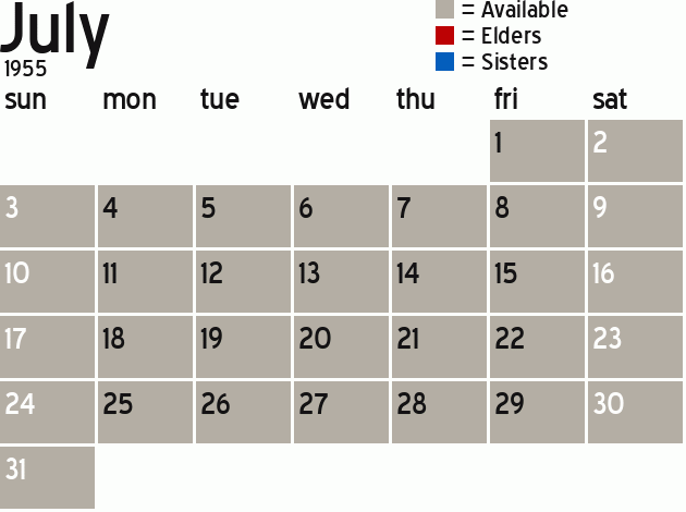 Missionary Dinner Calendar