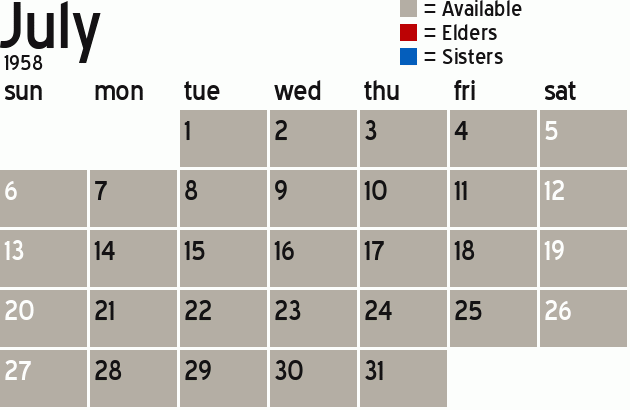 Missionary Dinner Calendar