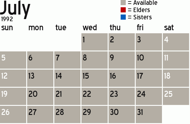 Missionary Dinner Calendar