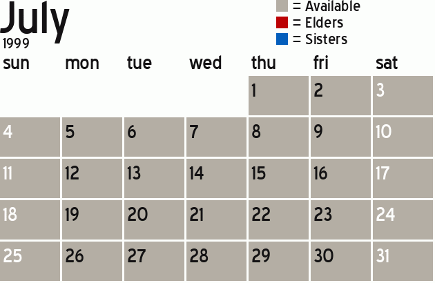 Missionary Dinner Calendar