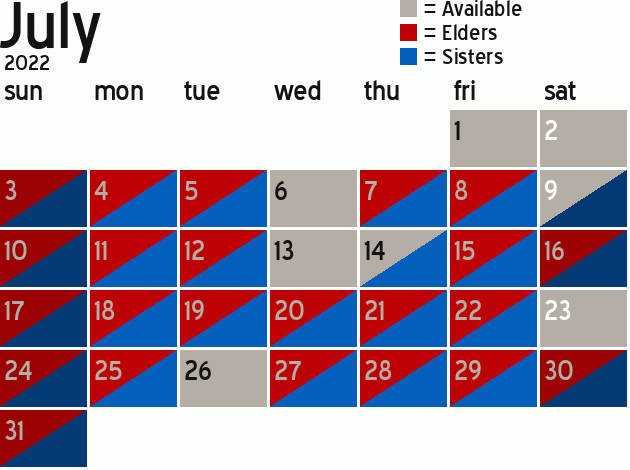 Missionary Dinner Calendar
