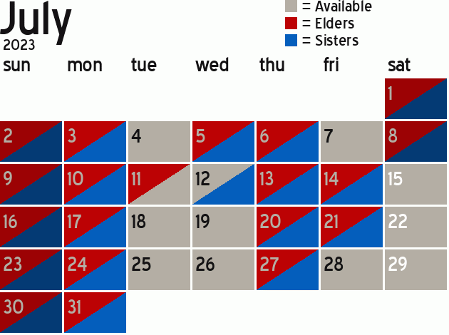 Missionary Dinner Calendar