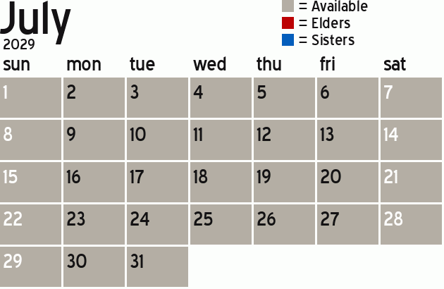 Missionary Dinner Calendar