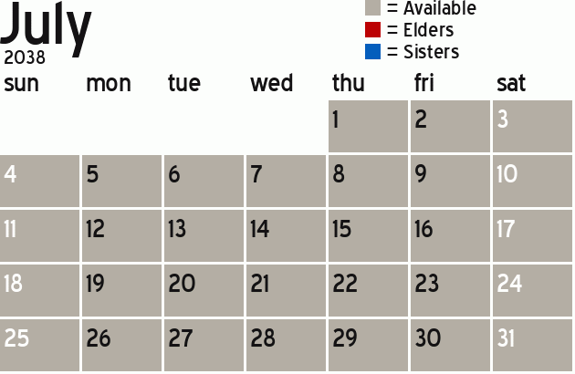 Missionary Dinner Calendar