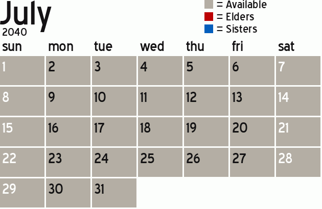 Missionary Dinner Calendar