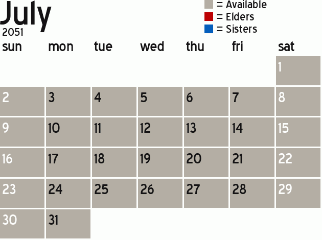 Missionary Dinner Calendar
