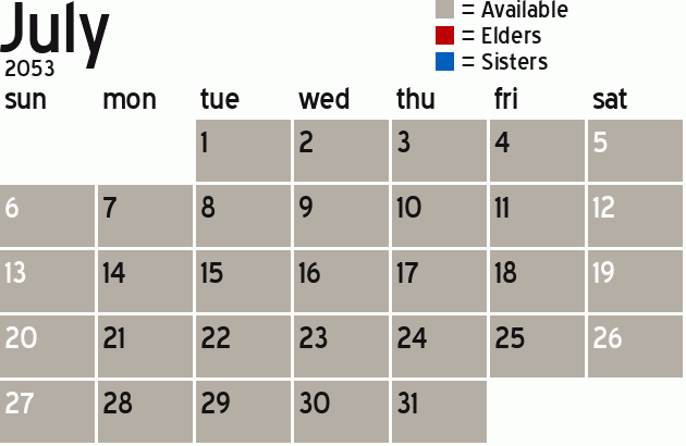 Missionary Dinner Calendar