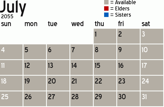 Missionary Dinner Calendar