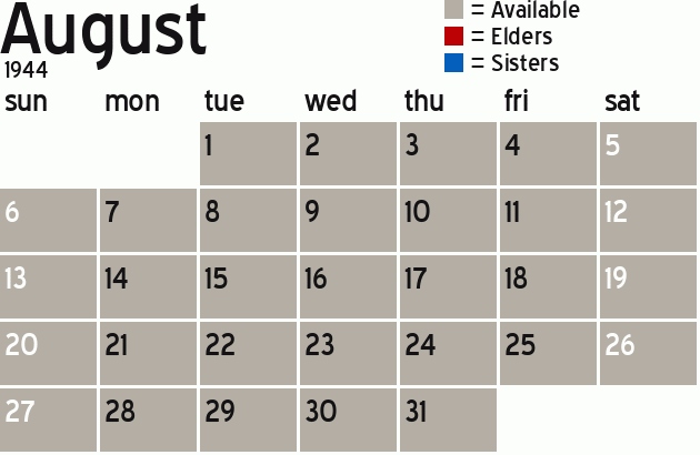 Missionary Dinner Calendar