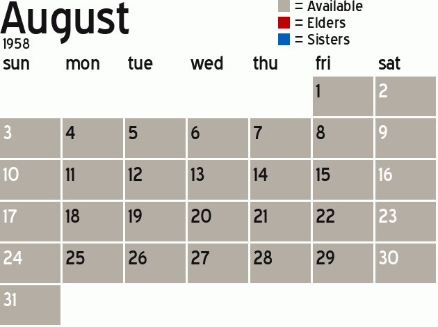 Missionary Dinner Calendar