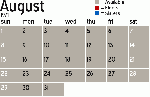 Missionary Dinner Calendar