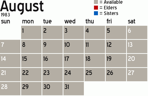 Missionary Dinner Calendar
