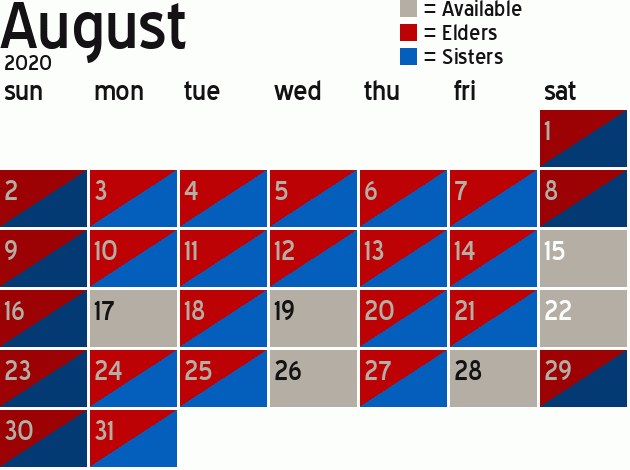 Missionary Dinner Calendar