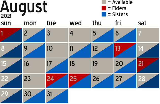 Missionary Dinner Calendar