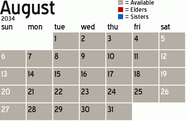 Missionary Dinner Calendar