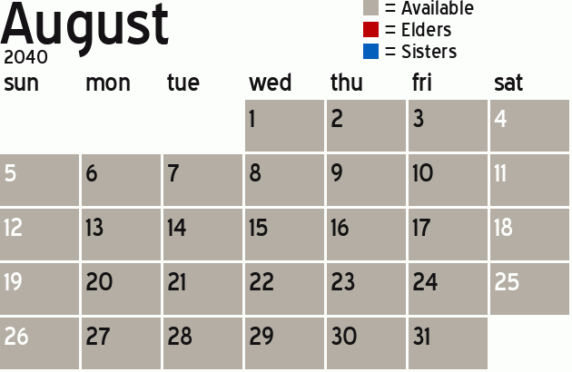 Missionary Dinner Calendar