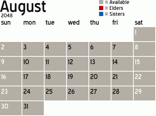 Missionary Dinner Calendar