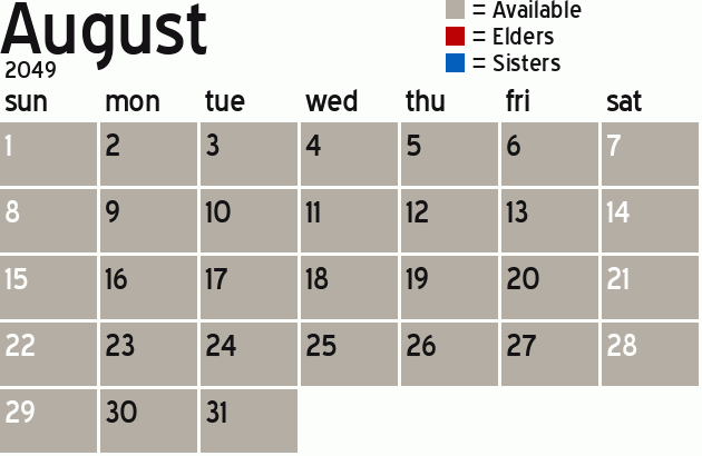 Missionary Dinner Calendar