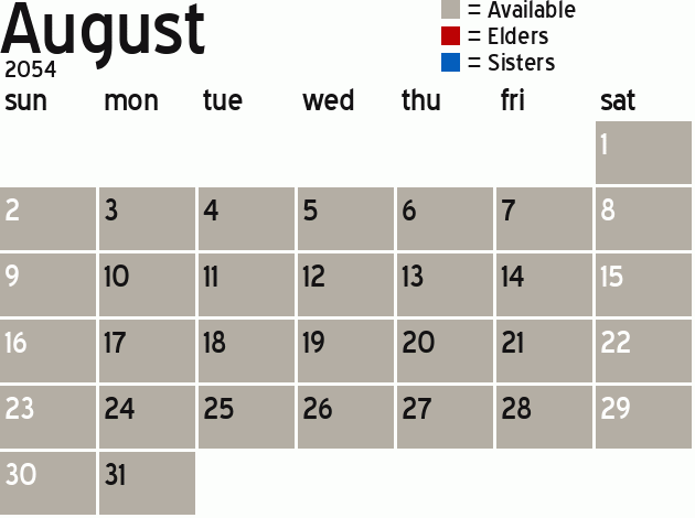 Missionary Dinner Calendar