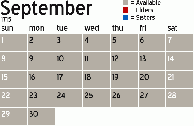 Missionary Dinner Calendar