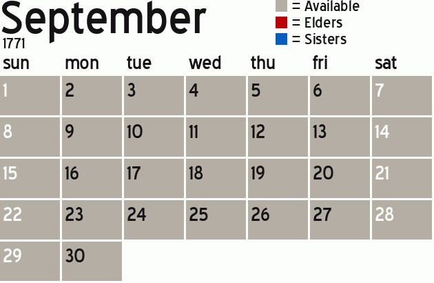 Missionary Dinner Calendar