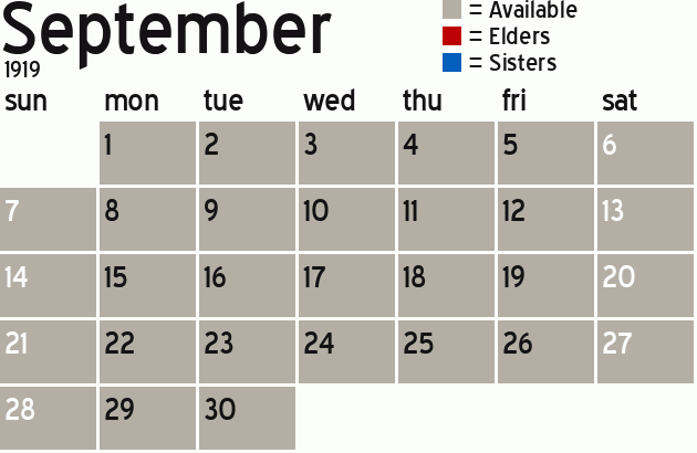 Missionary Dinner Calendar