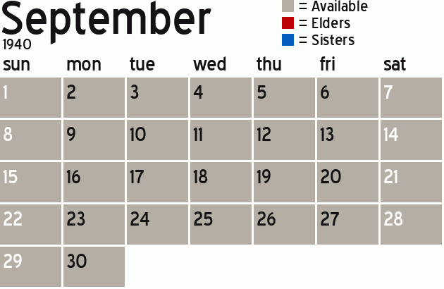 Missionary Dinner Calendar