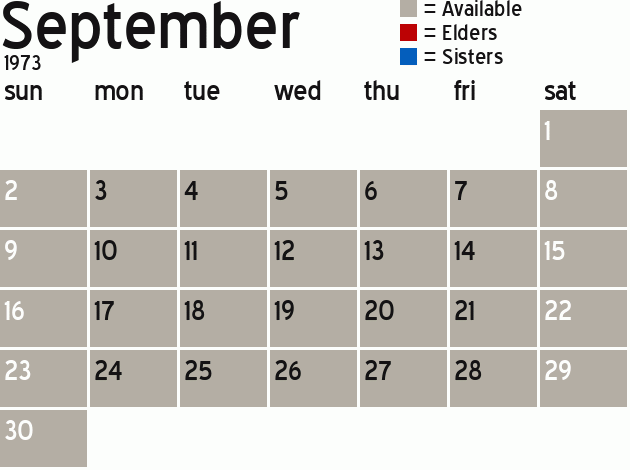 Missionary Dinner Calendar