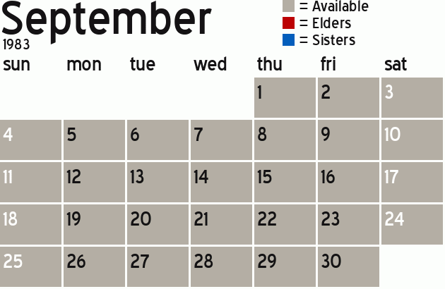 Missionary Dinner Calendar