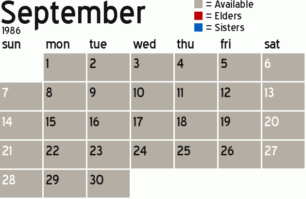 Missionary Dinner Calendar