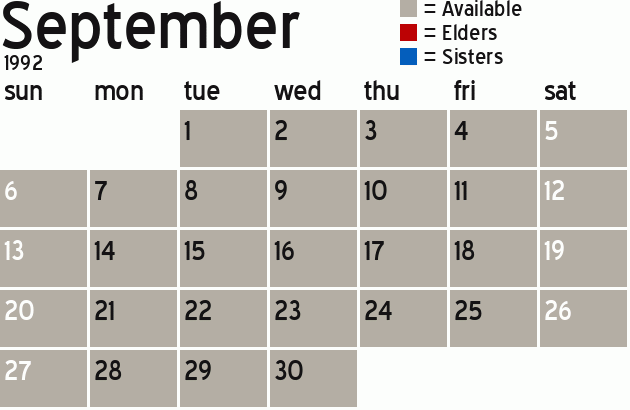 Missionary Dinner Calendar