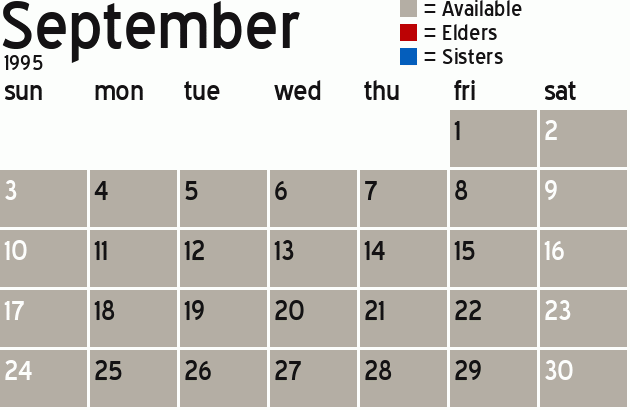 Missionary Dinner Calendar