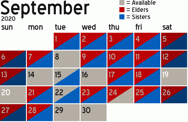 Missionary Dinner Calendar