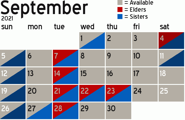 Missionary Dinner Calendar