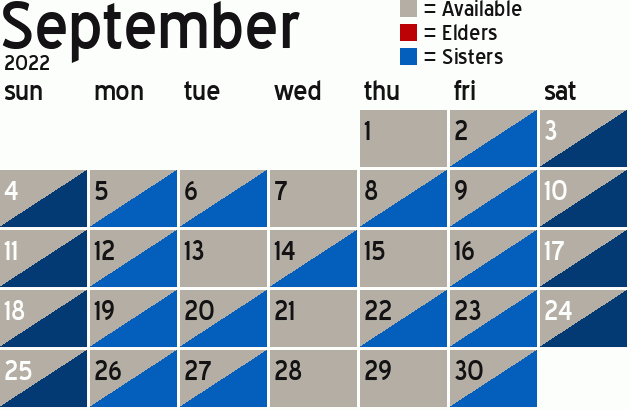 Missionary Dinner Calendar