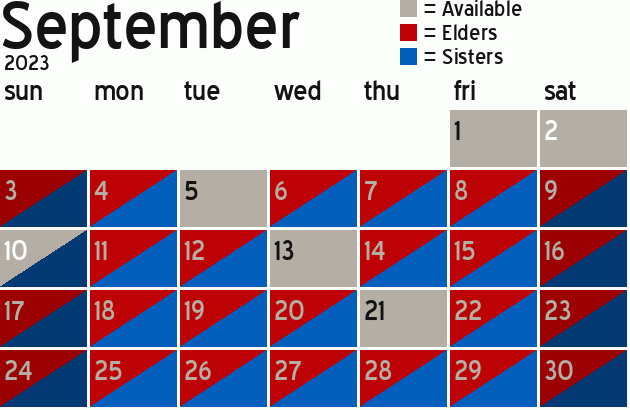 Missionary Dinner Calendar