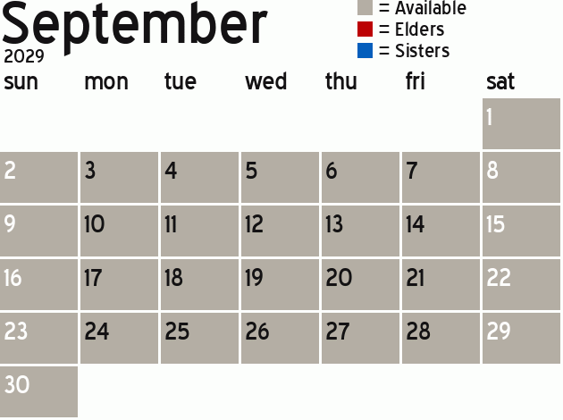 Missionary Dinner Calendar