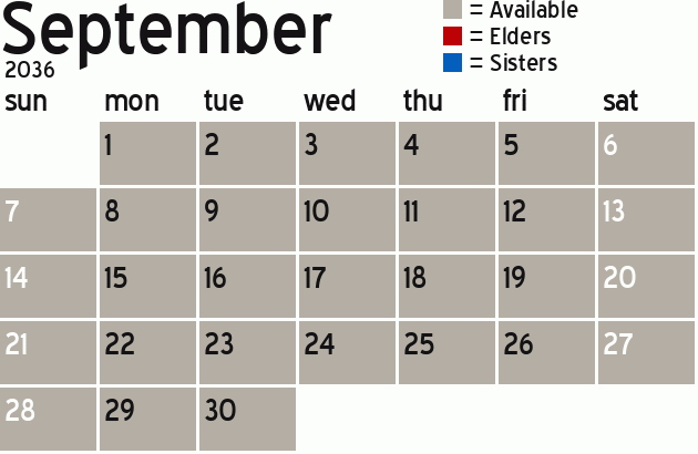 Missionary Dinner Calendar