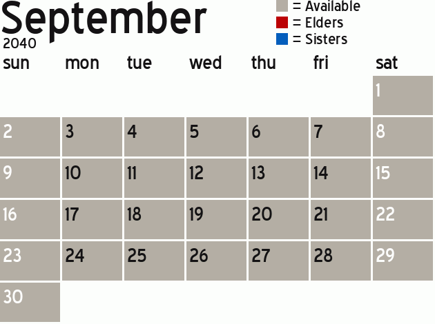 Missionary Dinner Calendar